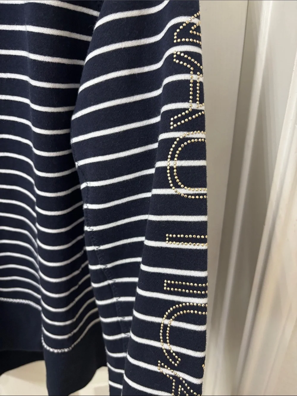 Nautica Navy & White Striped Quarter-Zip Pullover Sweatshirt